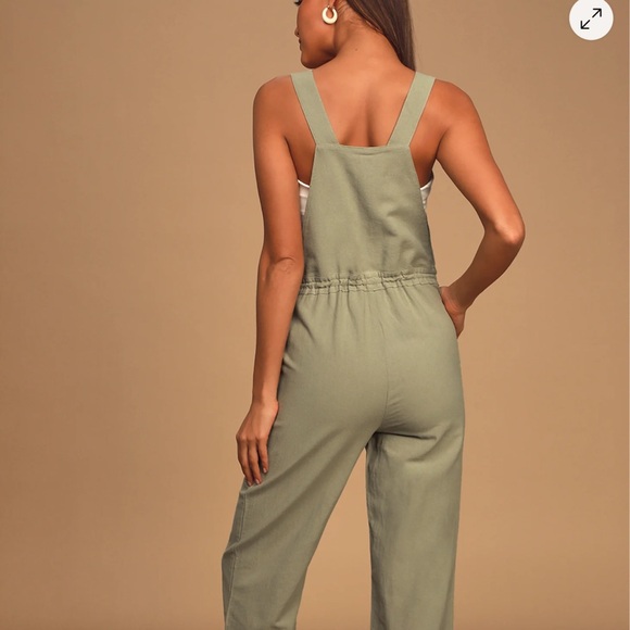 Verona Sage Green Drawstring Wide-Leg Jumpsuit - Picture 3 of 5